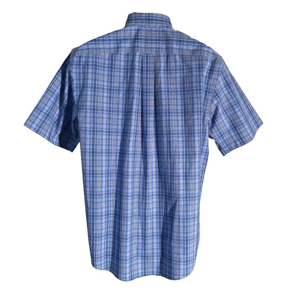 Roundtree & Yorke GOLD LABEL Short Sleeve Button Down Striped Shirt Blue Medium - Picture 3 of 5